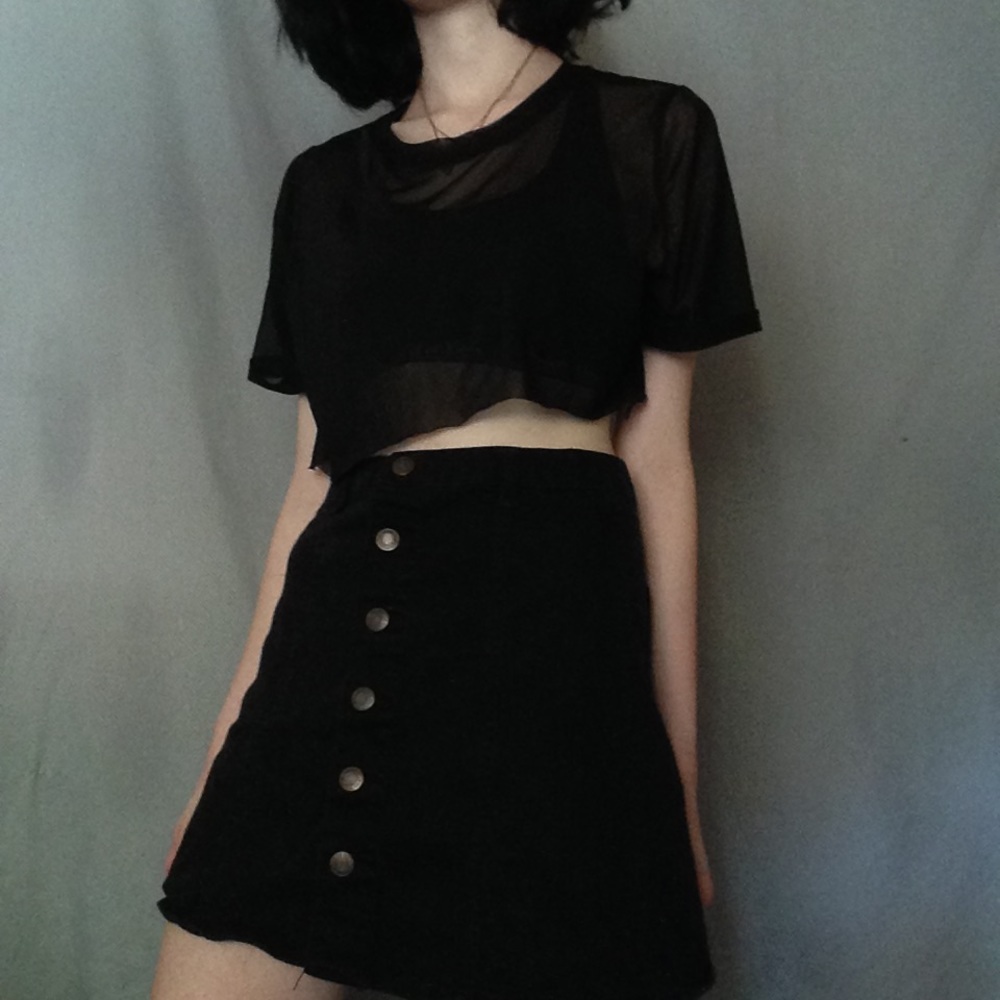 Black button up skirt